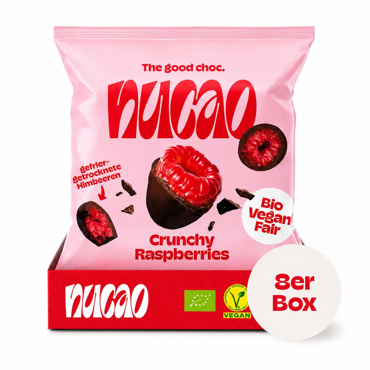 NUCAO Crunchy Raspberries – Chocolate with Freeze-Dried Raspberries