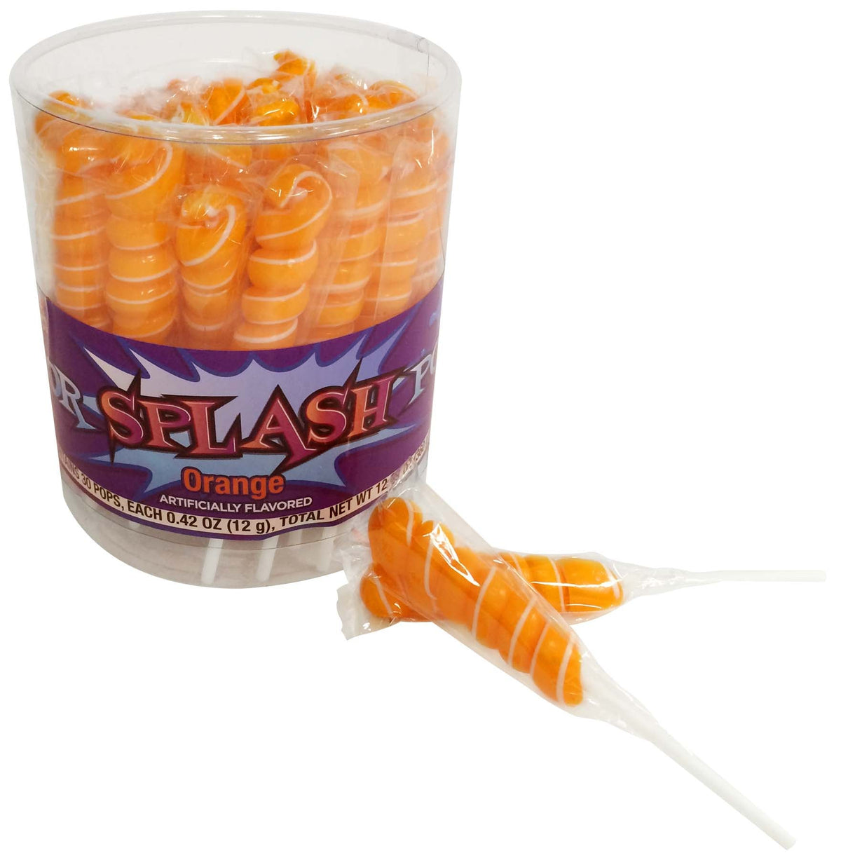 Splash Swirl Pops Orange (30 Pieces Per Jar)