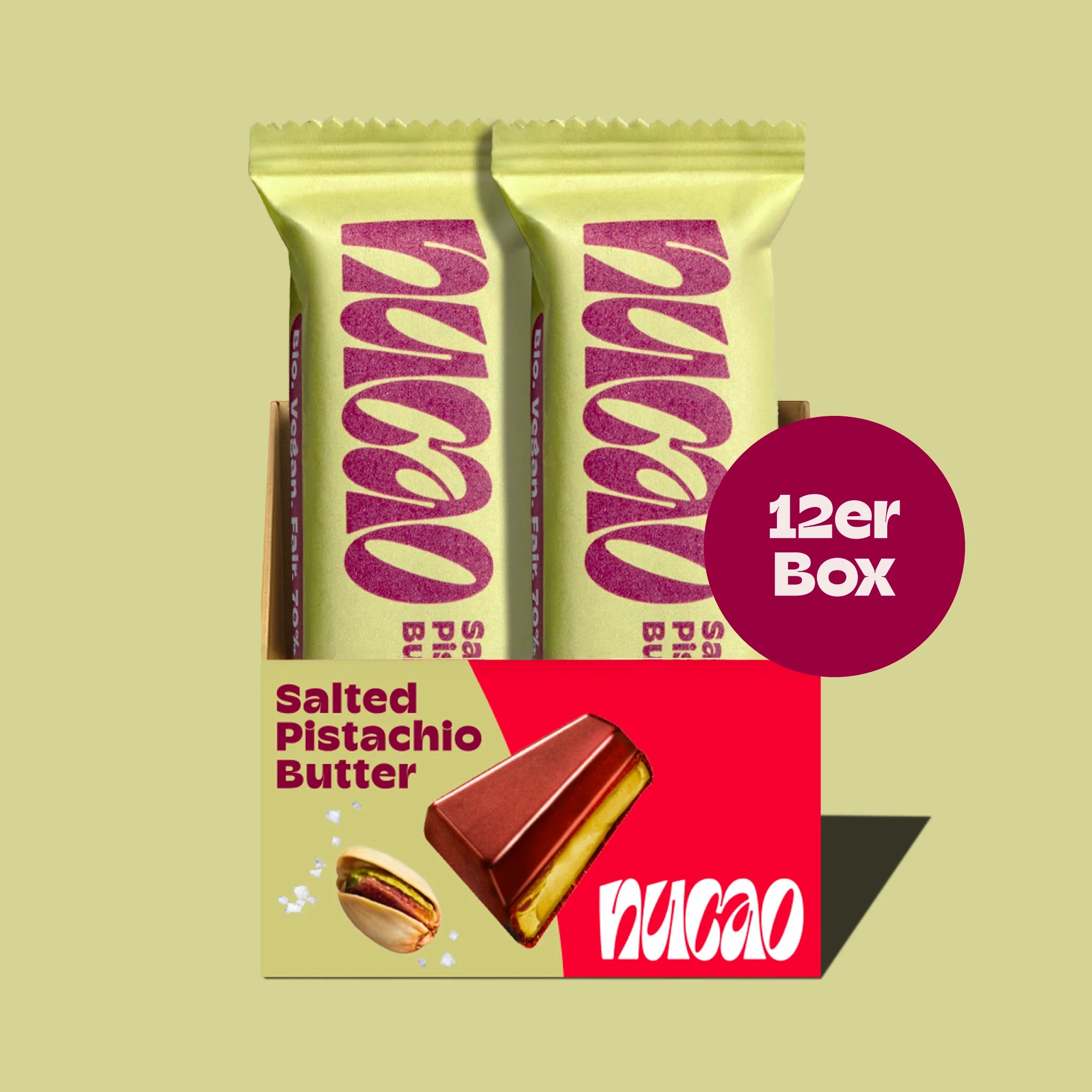 NUCAO Salted Pistachio Butter – Filled Chocolate Bar