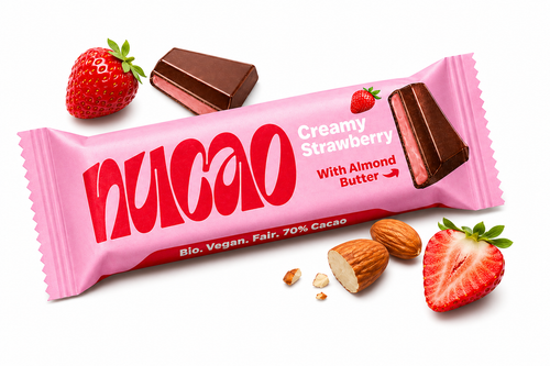 NUCAO Creamy Strawberry with Almond Butter – Chocolate Bar 1,16oz - 33 g